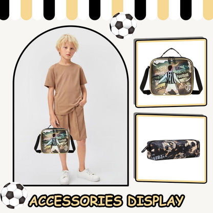 Kinder Trolley Rucksack mit Fußball Design – Schultasche mit Rollen
