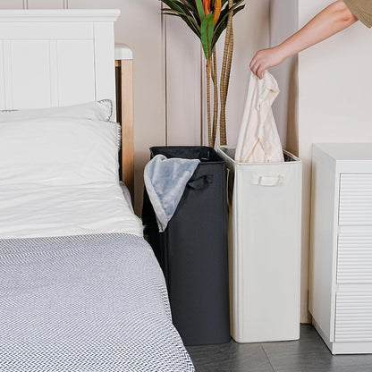 iEGrow Wäschekorb 75L Schmal Herausnehmbar Waschbar Beige