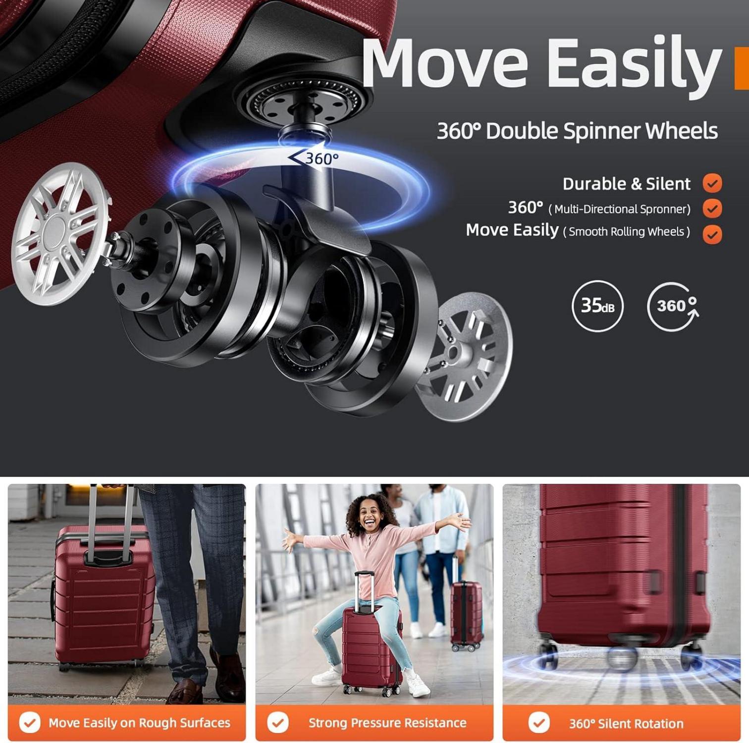 SHOWKOO Koffer Set Mittelgroß ABS+PC Hartschale Leicht 4 Rollen
