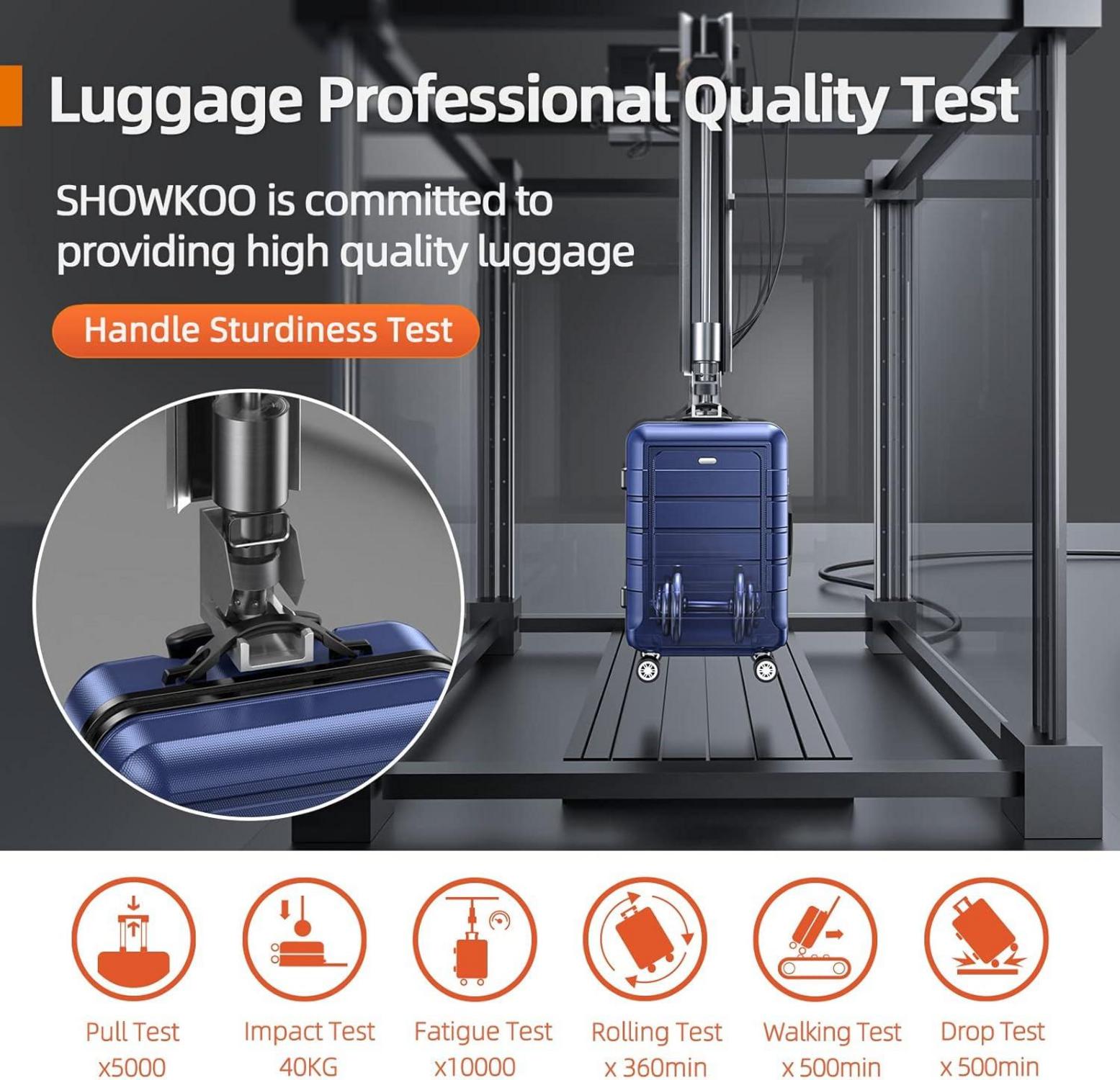 SHOWKOO Koffer Set TSA Schloss 4 Rollen Leicht Hartschale M Blau
