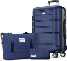 Großer Hartschalen-Koffer Set 3tlg ABS+PC TSA-Schloss 4 Rollen -Blau