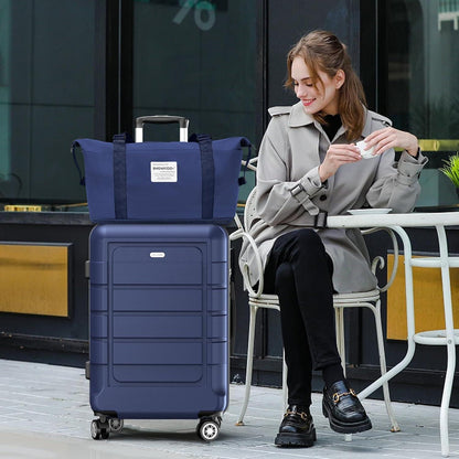SHOWKOO Großer Hartschalenkoffer XL Blau TSA-Schloss 4