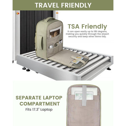 Handgepäck Rucksack 40L Damen Wasserdicht Olivgrün 17 Zoll