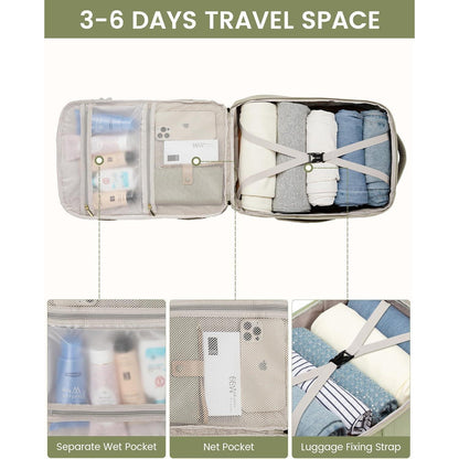 Handgepäck Rucksack 40L Damen Wasserdicht Olivgrün 17 Zoll