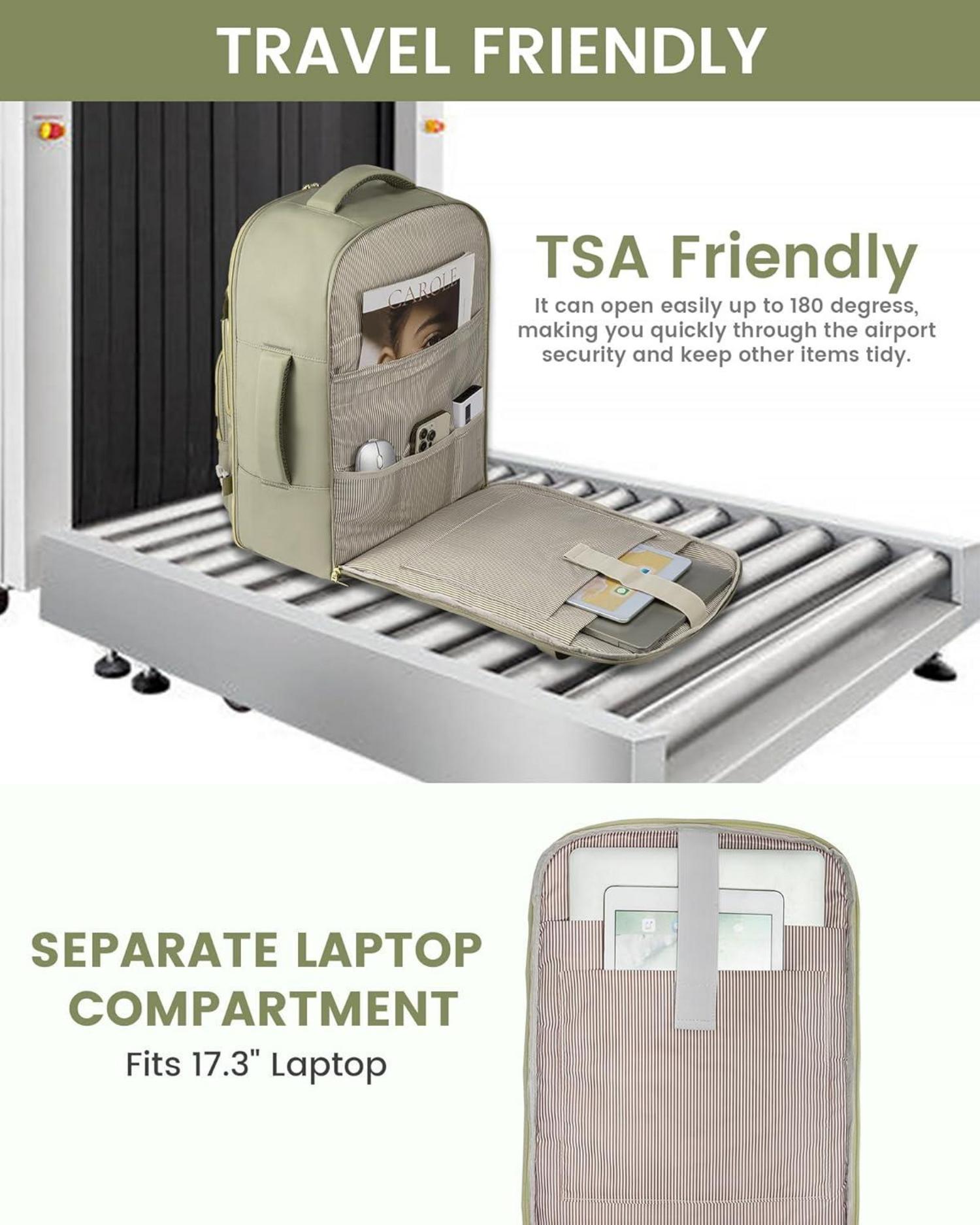 Großer Rucksack Damen 40L Handgepäck Flugzeug Wasserdicht Olivgrün