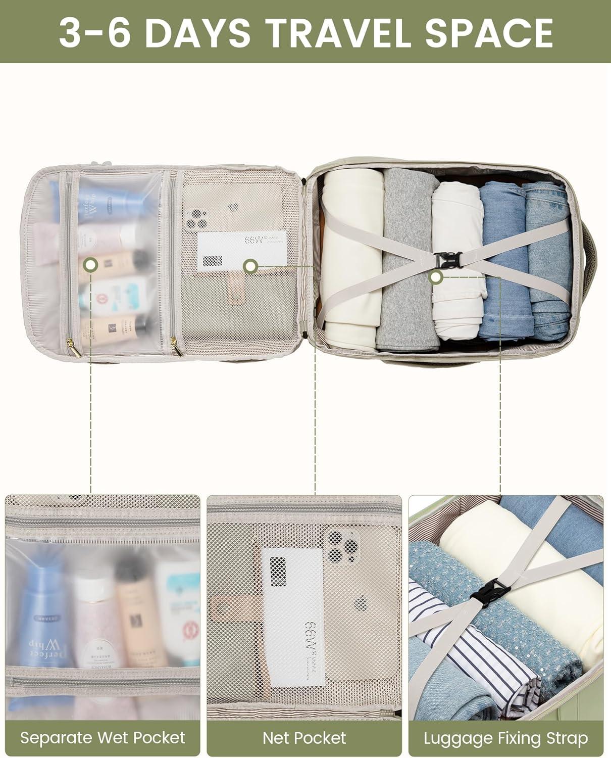 LOVEVOOK Reiserucksack Handgepäck 40L Damen Wasserdicht Olivgrün Beige