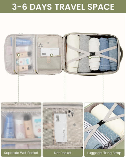 LOVEVOOK Reiserucksack Handgepäck 40L Damen Wasserdicht Olivgrün Beige