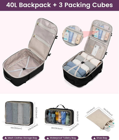 LOVEVOOK Reiserucksack Damen 40L Handgepäck Rucksack Wasserdicht 17 Zoll