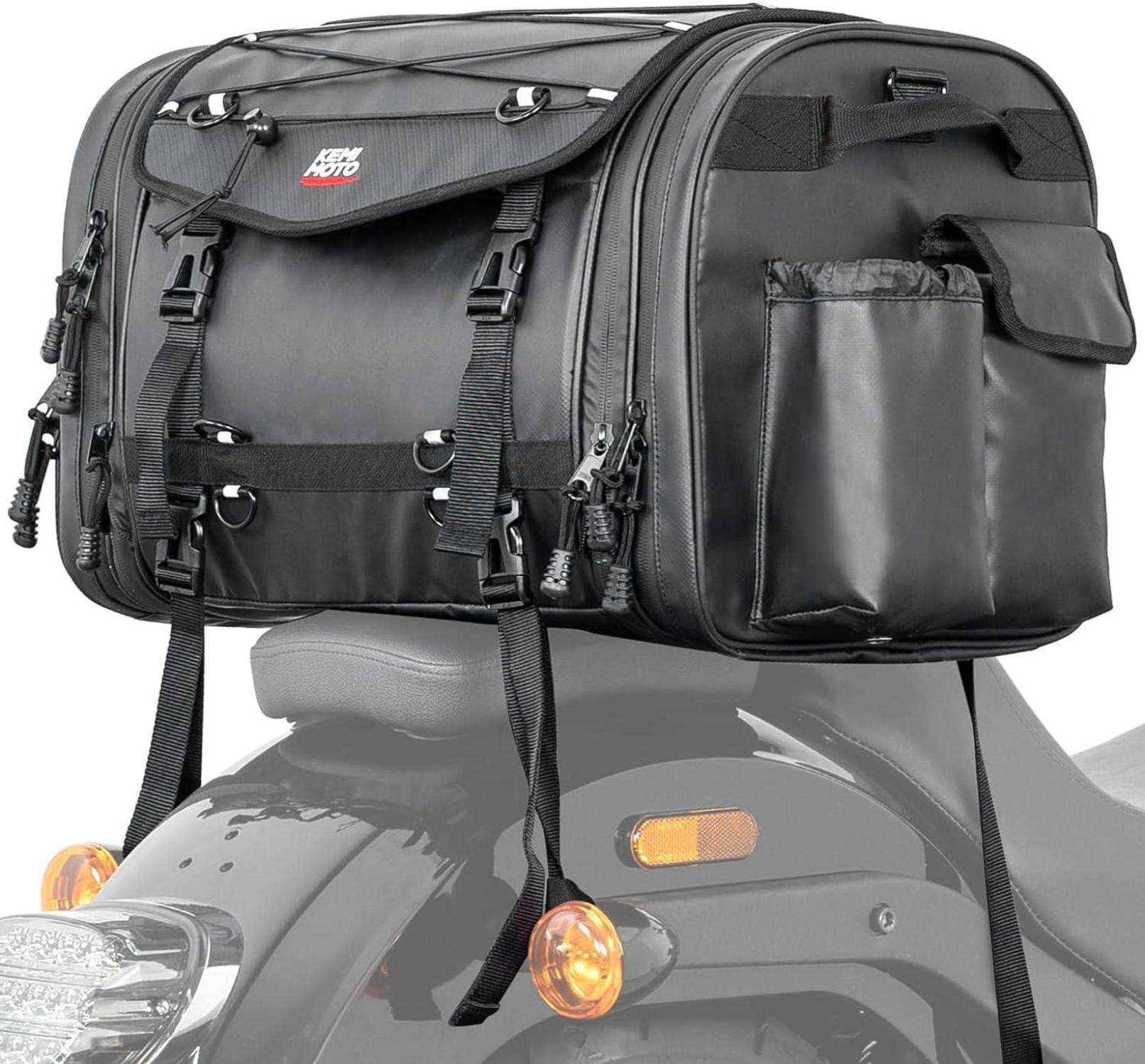 Motorrad Tasche wasserdicht 45-65L erweiterbare Hecktasche Schwarz