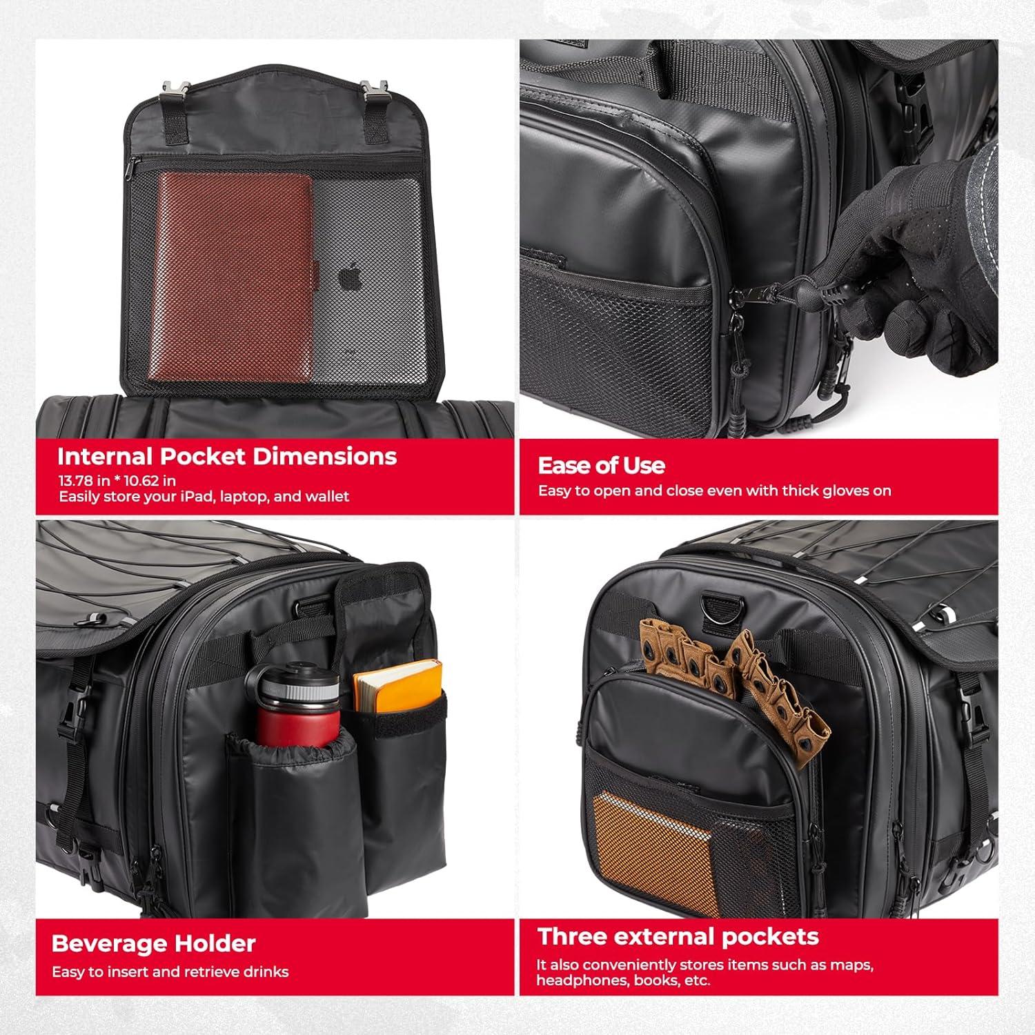 Motorrad Tasche 65L wasserdicht große Kapazität schwarz
