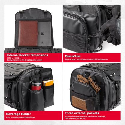 Motorrad Tasche 65L wasserdicht große Kapazität schwarz