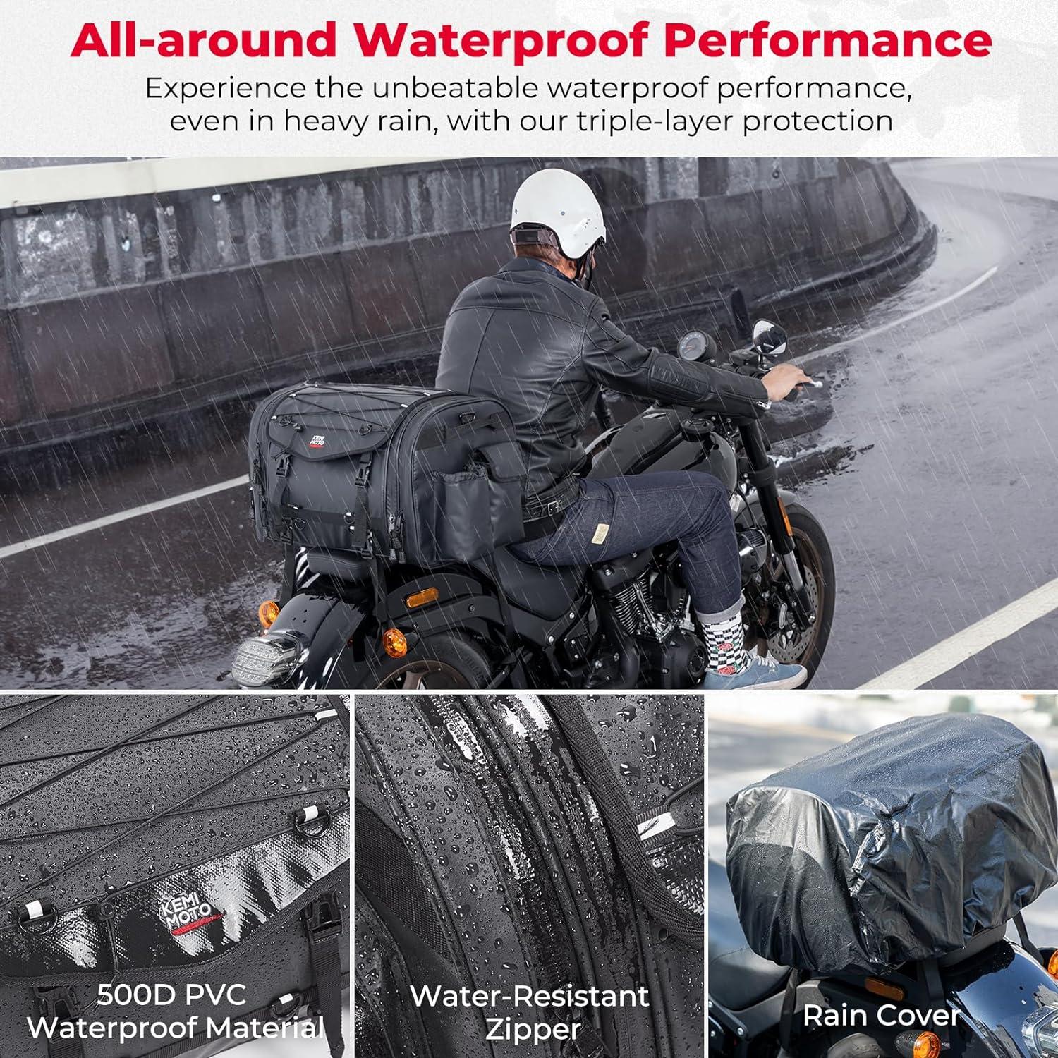 Motorrad Hecktasche 65L wasserdicht erweiterbar schwarz
