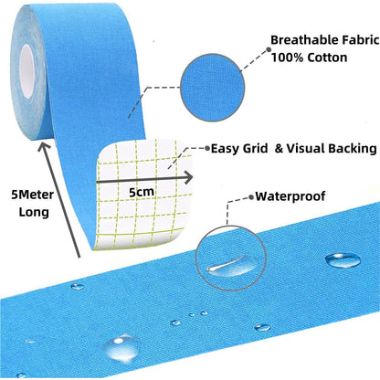 Kinesiologie Tape 5cm x 5m – 3 Rollen Schwarz, wasserfest