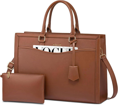Laptoptasche Damen 15.6 Zoll Leder Handtasche Groß Schultertasche