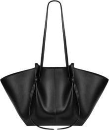 Schwarze Kunstleder Tote Bag mit Verstellbarem Schultergurt