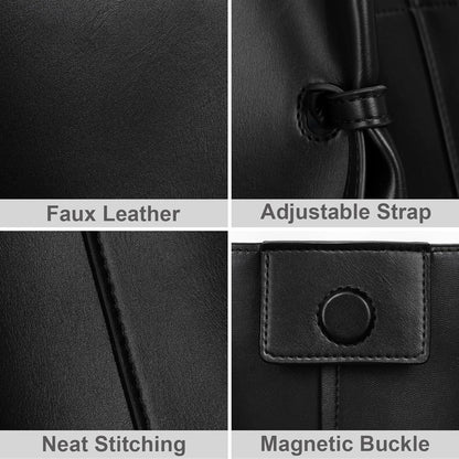 Handtasche Tote Bag Kunstleder Groß Kapazität Schwarz