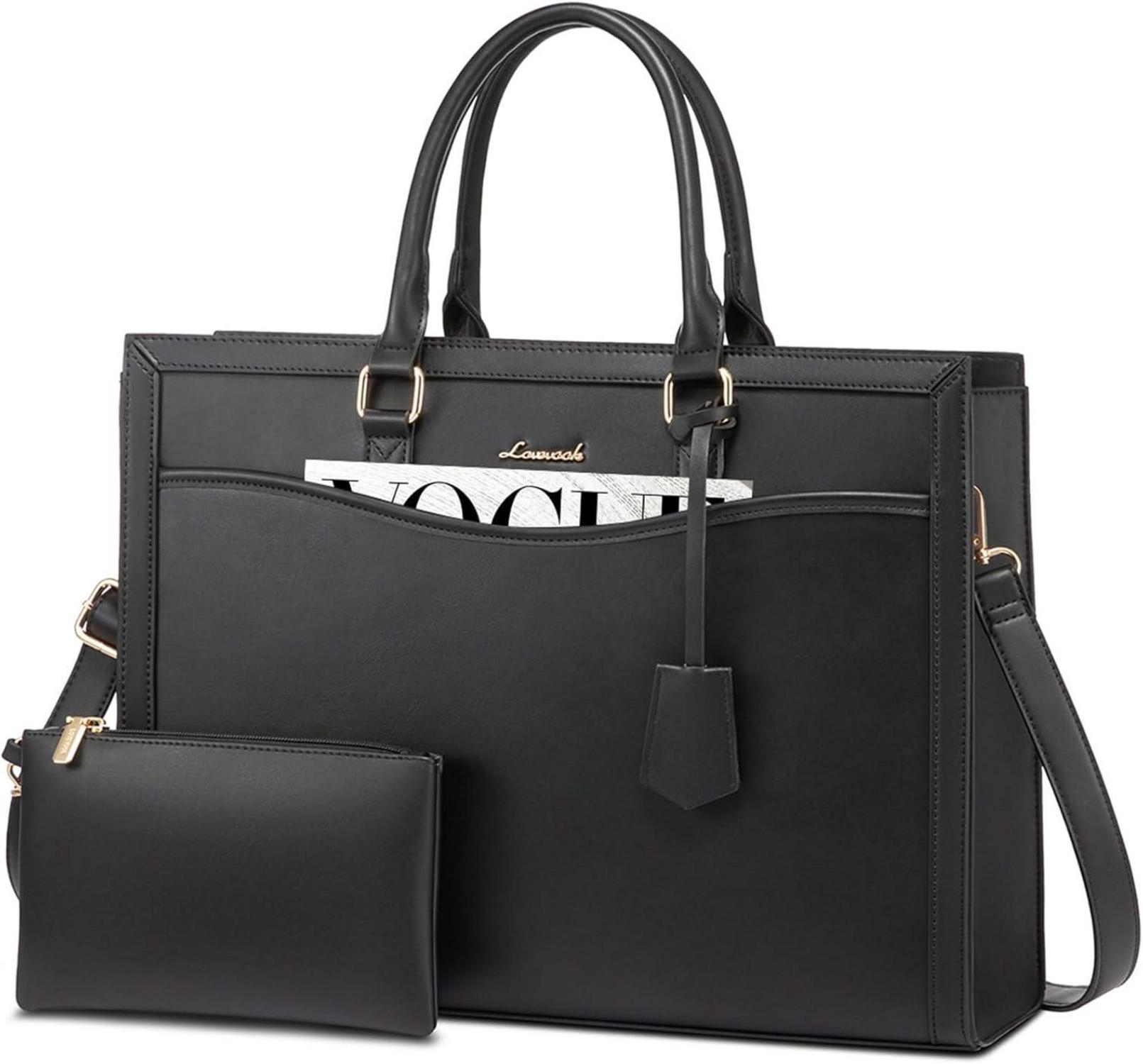 Laptoptasche Damen 15.6 Zoll Groß Leder Tote Schultertasche