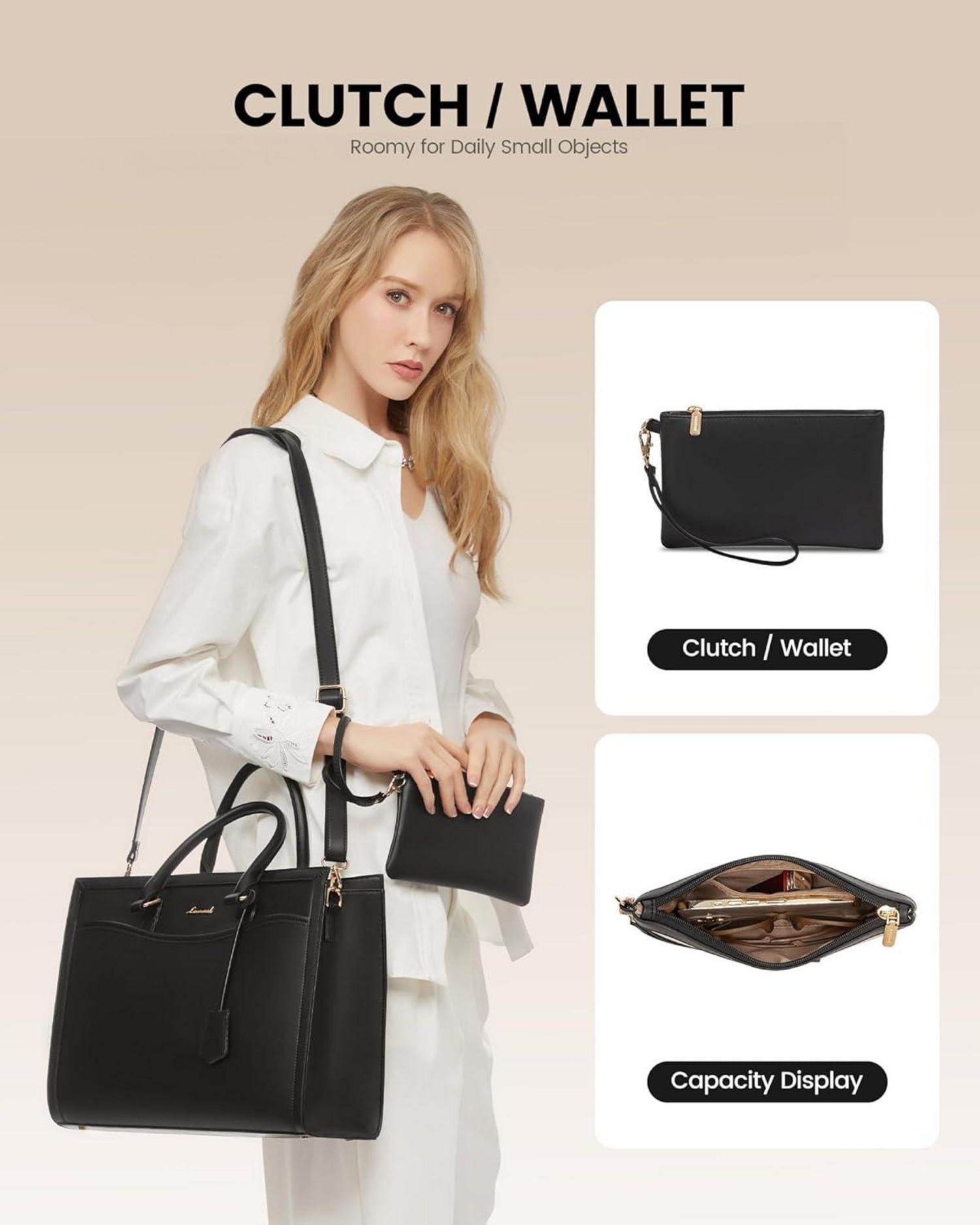 LOVEVOOK Laptoptasche Damen 15.6 Zoll Handtasche Groß Leder aktentasche