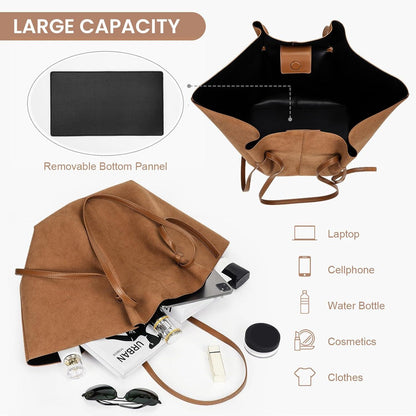 GSenhui Handtasche Tote Bag Kunstleder Groß Schwarz