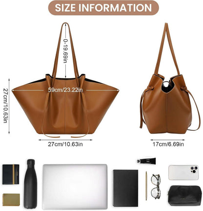 Handtasche Tote Bag Kunstleder Groß Kapazität Schwarz