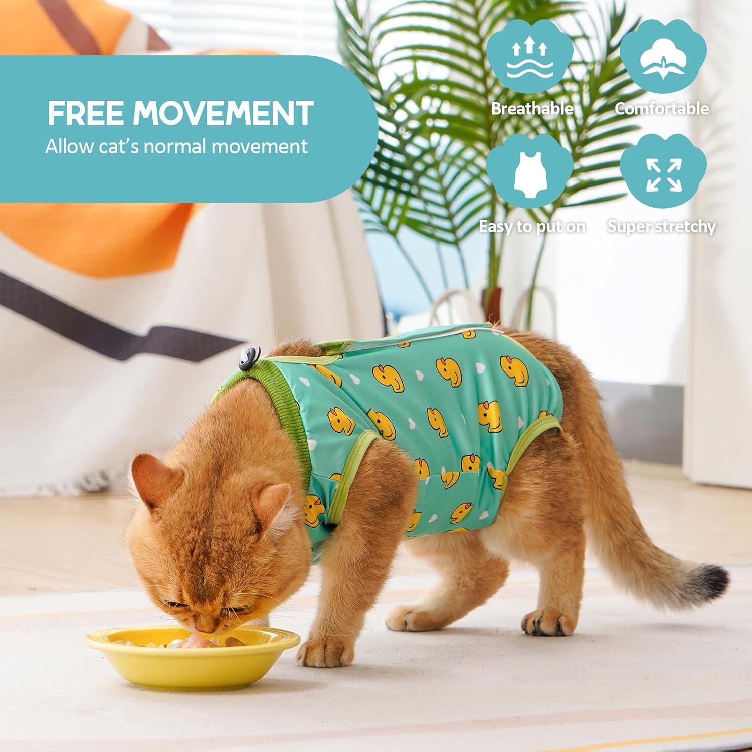 Katzenbody Erholungsanzug Kastration Spay Leckschutz Suit Katze S-Duck