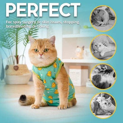Katzenbody OP Erholungsanzug Modal Kastration Spay Leckschutz Suit Katze S-Duck