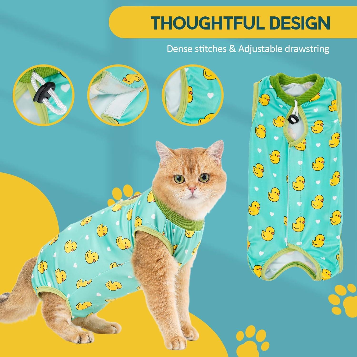 Katzenbody OP Erholungsanzug Modal Kastration Spay Leckschutz Suit Katze S-Duck