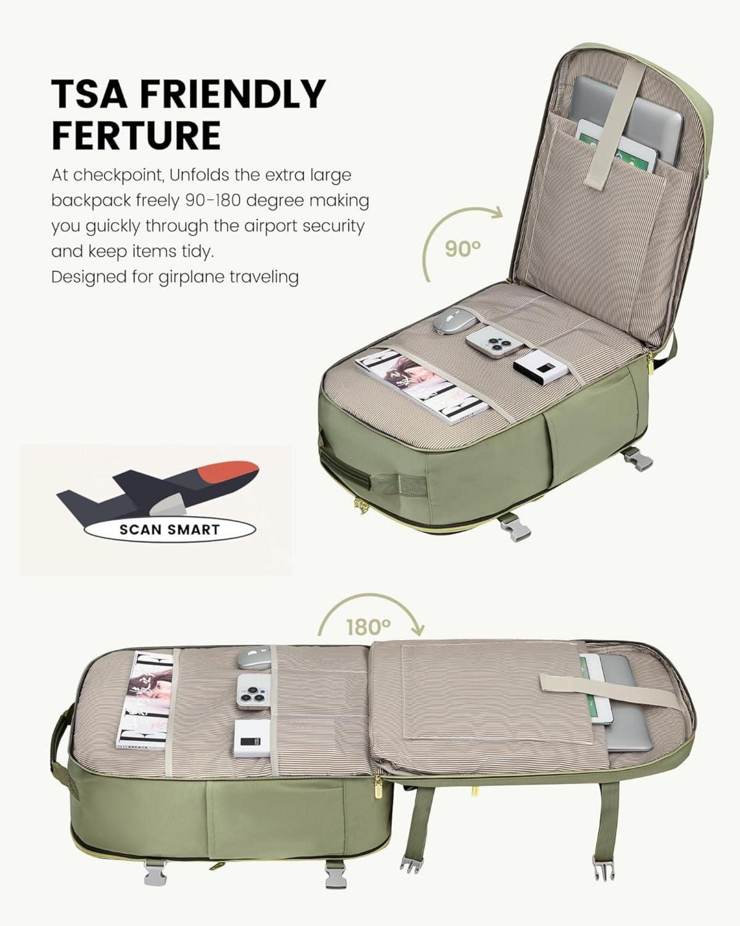 Handgepäck Rucksack 40L Reiserucksack Damen Kofferrucksack 17 Zoll