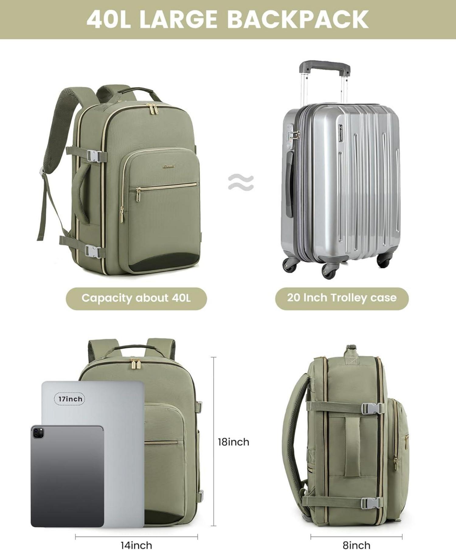 LOVEVOOK Handgepäck Rucksack Flugzeug 40L Wasserdicht Reisetasche 17 Zoll Laptop Graugrün+dunkelgrün