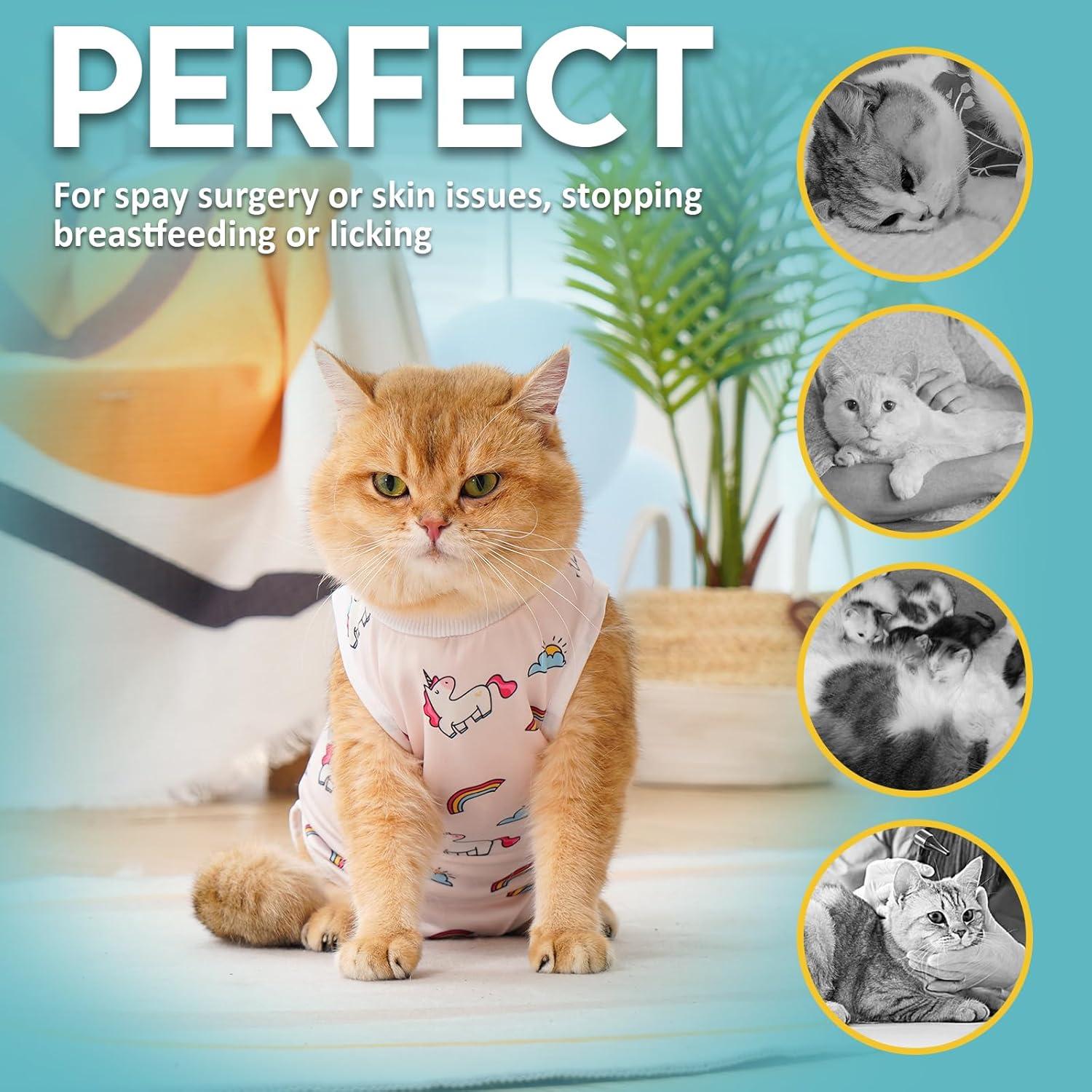 Katzen Body Erholungsanzug Modal Kastration Leckschutz Suit Unicorn