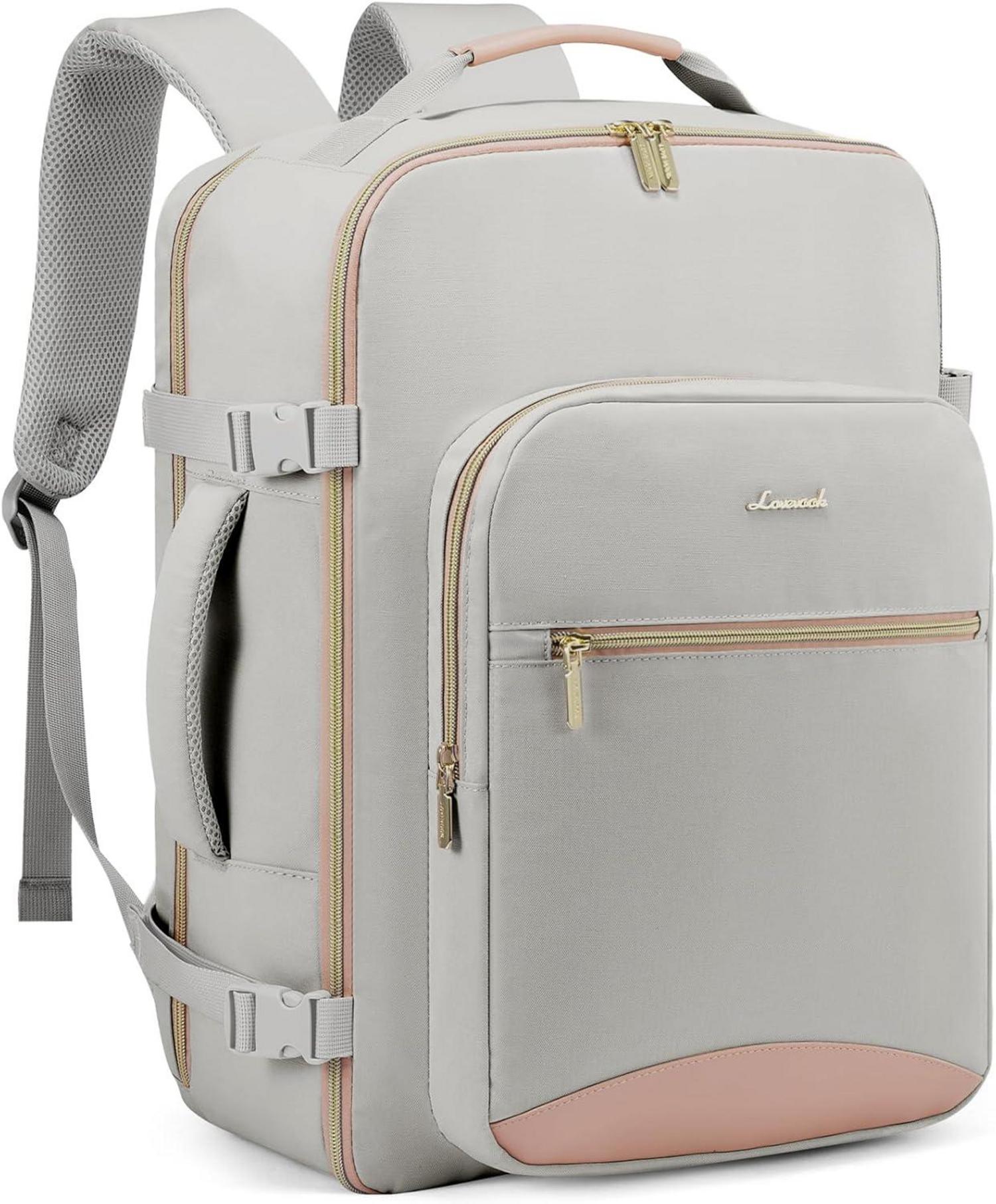 Handgepäck Rucksack 40L Groß Reiserucksack Damen 17 Zoll Laptop Grau