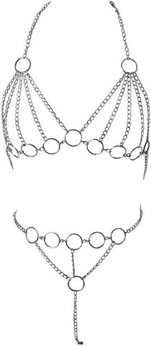 Sexy Metallkette Body Harness Vest Dessous Set bikini Kette