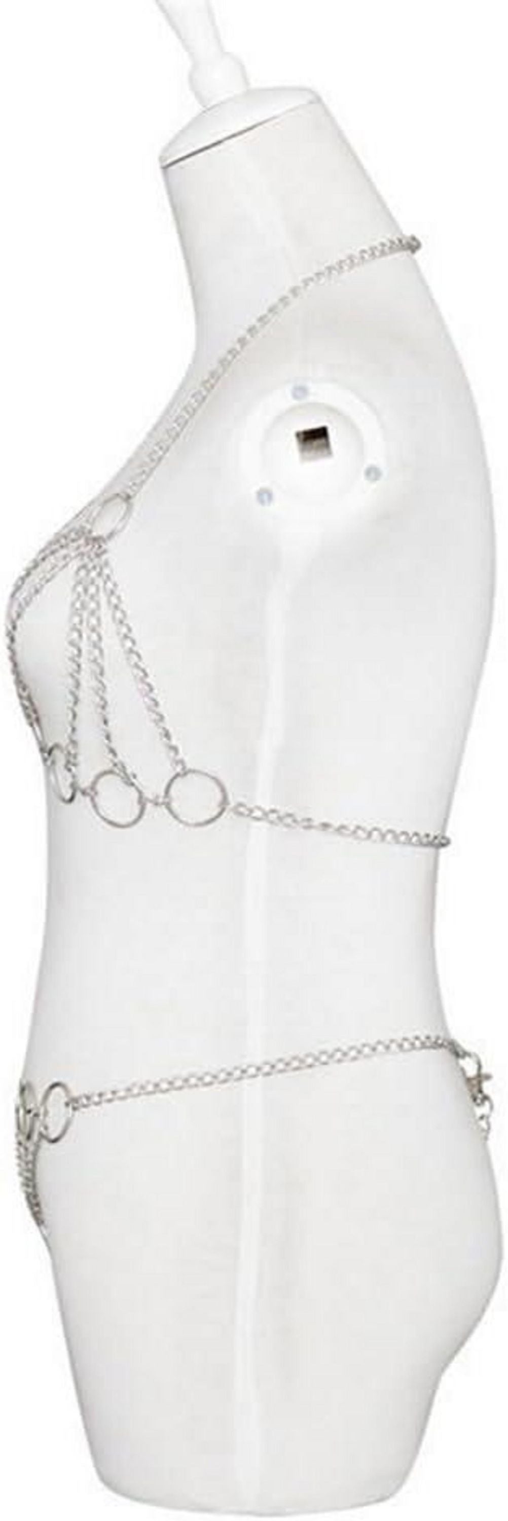 Sexy Metallkette Body Harness Vest Dessous Set bikini Kette