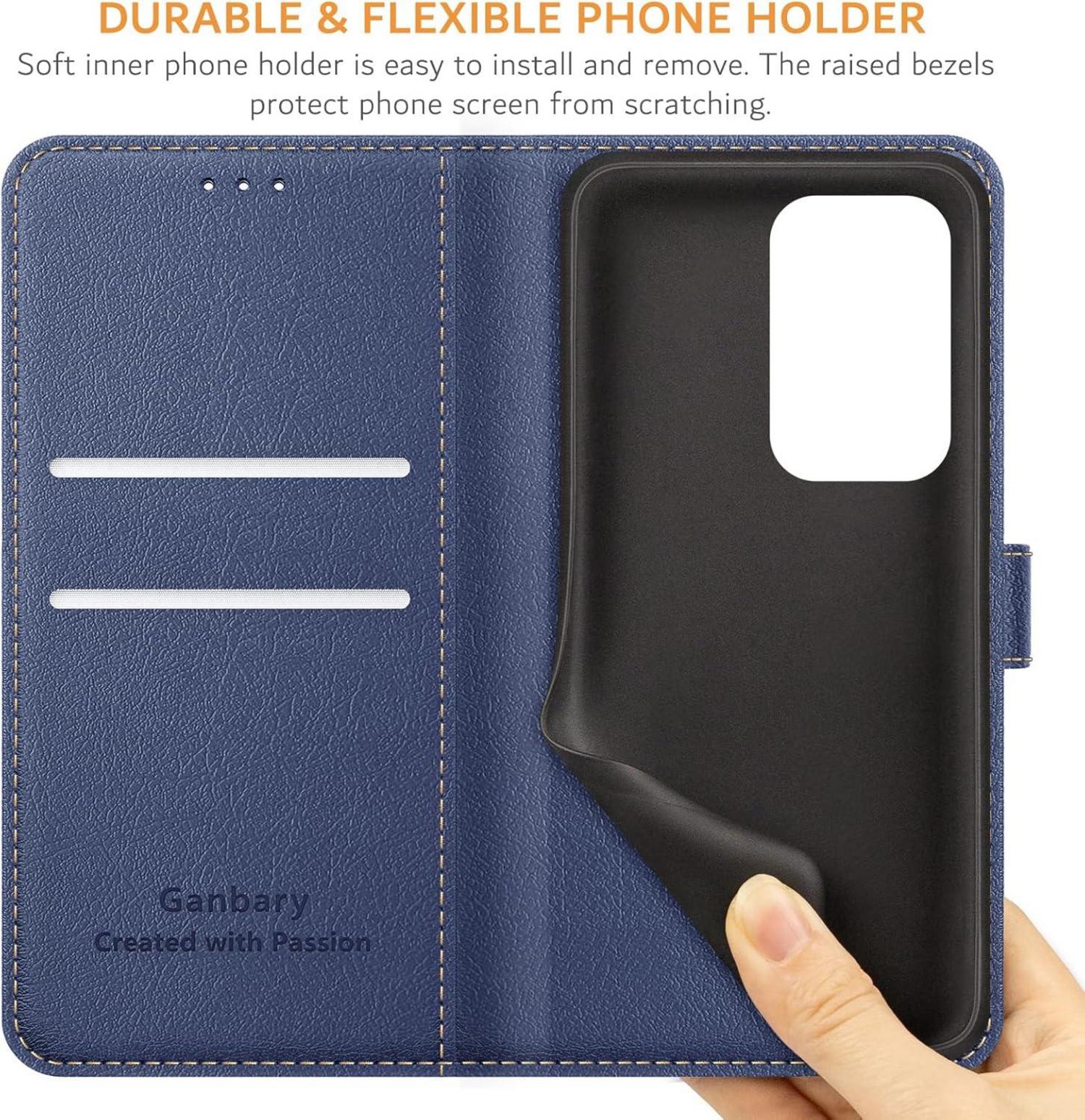 Handyhülle für Honor 200 Lite Leder Klapphülle Blau mit