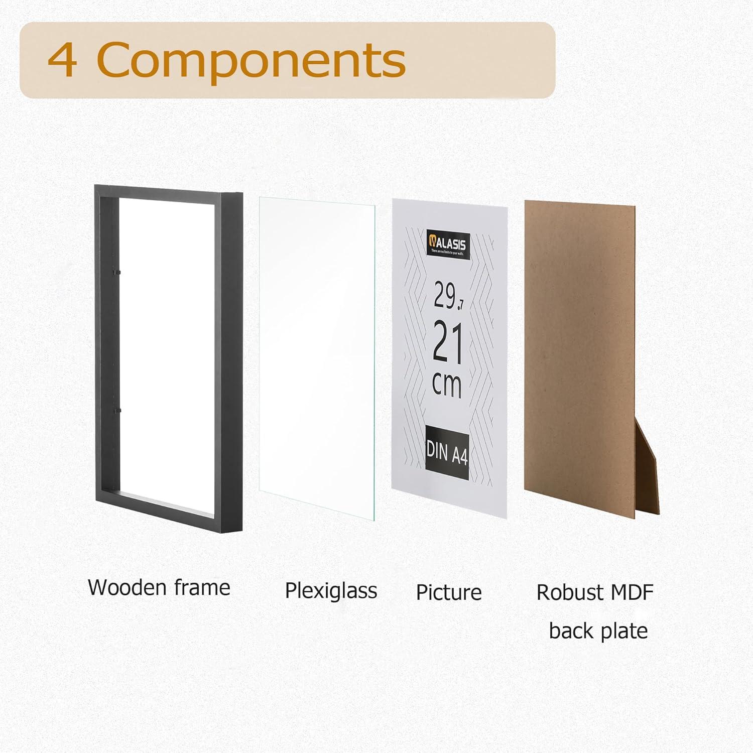 Moderne Bilderrahmen Set 3er DIN A4 Fotorahmen Holzrahmen 21x29,7cm