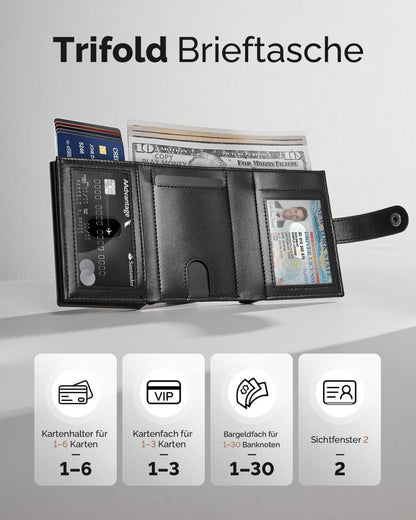 Herren Geldbörse RFID Kartenetui Slim Wallet Große Kapazität
