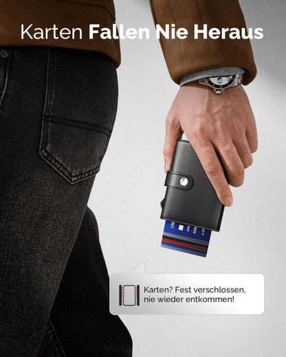 Geldbörse Herren RFID Slim Wallet Große Kapazität Schwarz