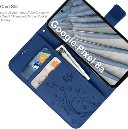 Google Pixel 8A 5G Leder Flip Wallet Hülle Schutzhülle Blau