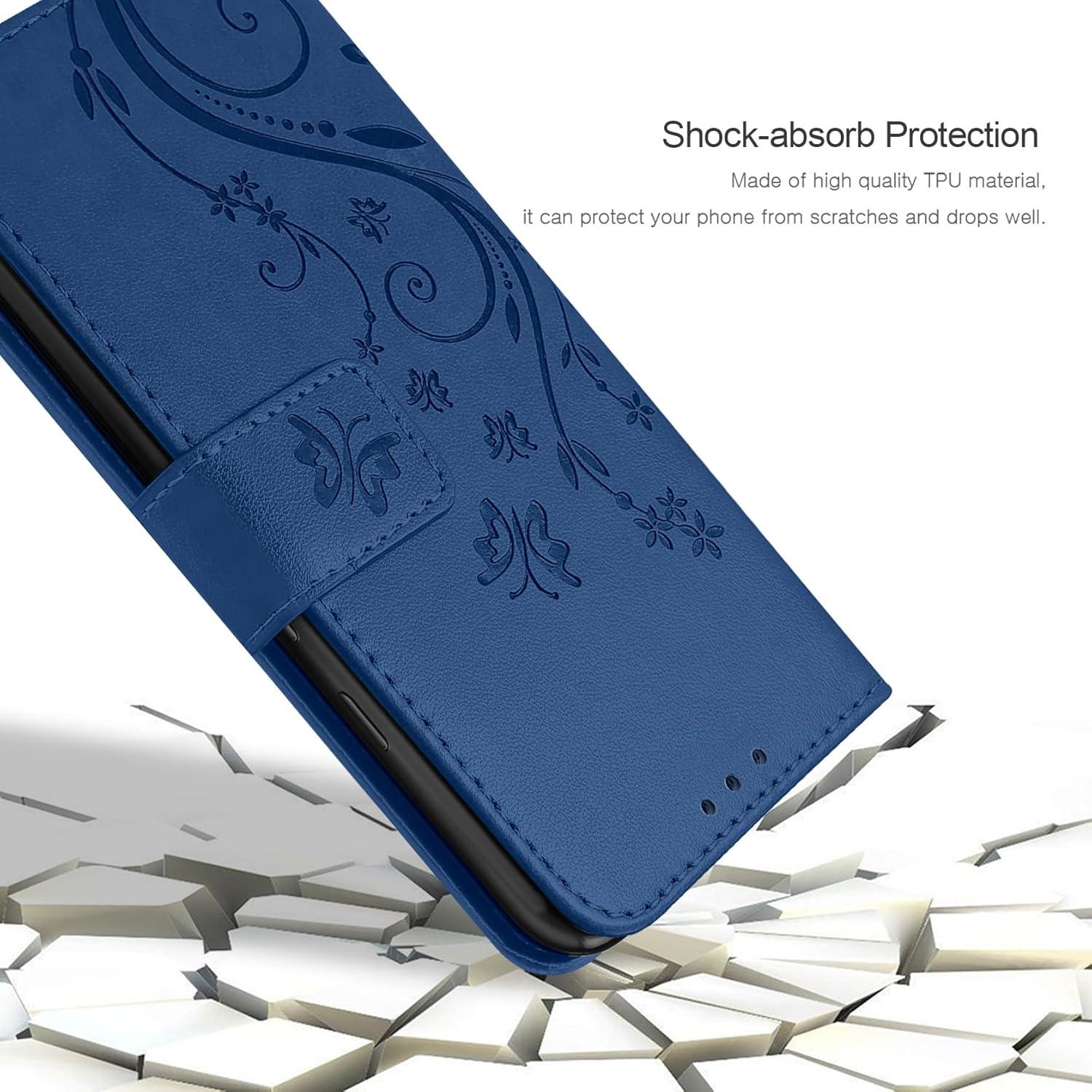 Lederhülle Kompatibel mit Google Pixel 8A 5G Flip Wallet Case Blau