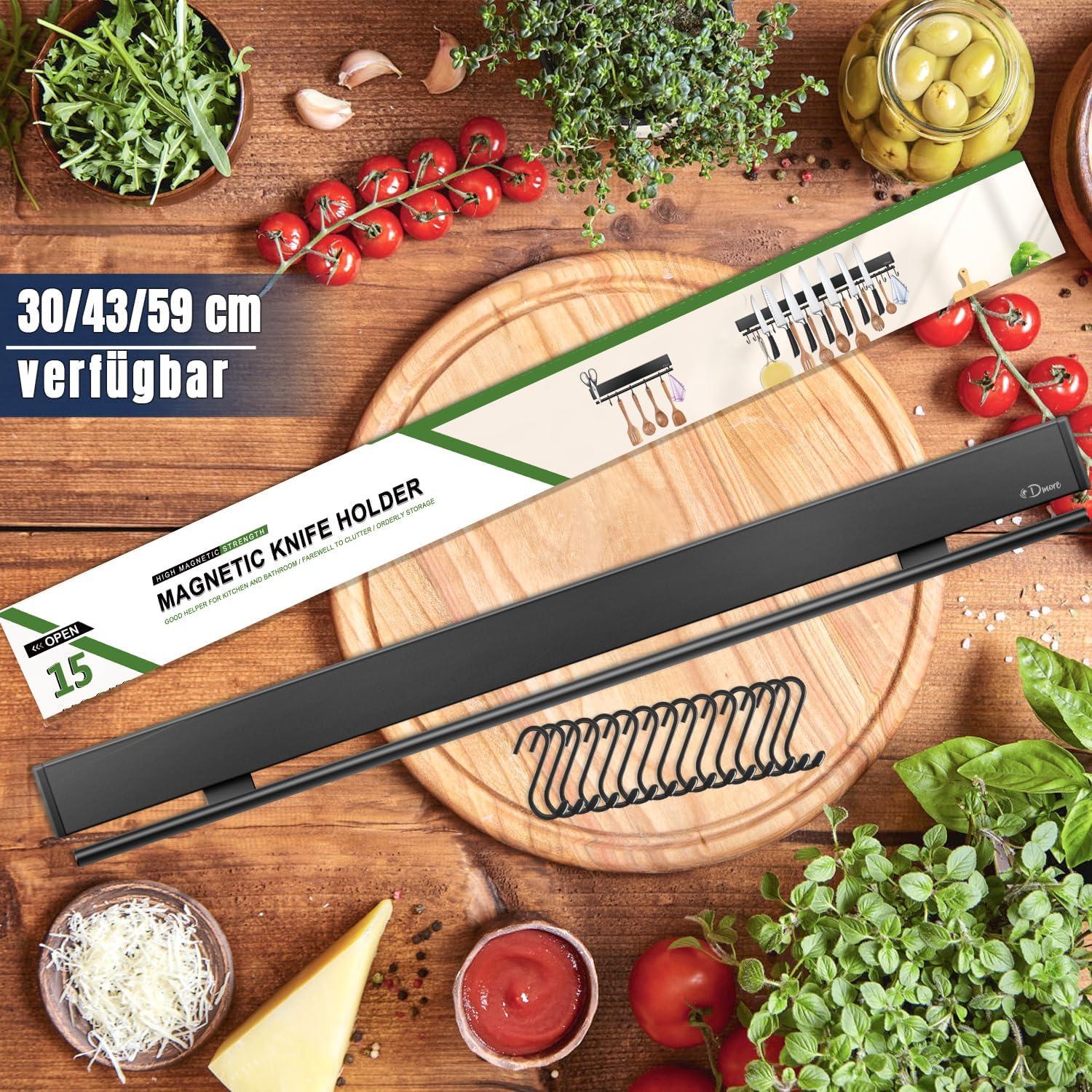 Magnetleiste Messer 59 cm mit Hakenleiste, selbstklebend