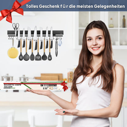 Magnetleiste Messer 59 cm mit 15 Haken schwarz magnetisch