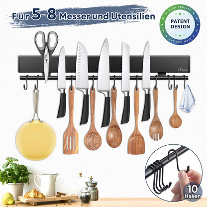 Magnetleiste mit Haken 43 cm schwarz magnetisch selbstklebend