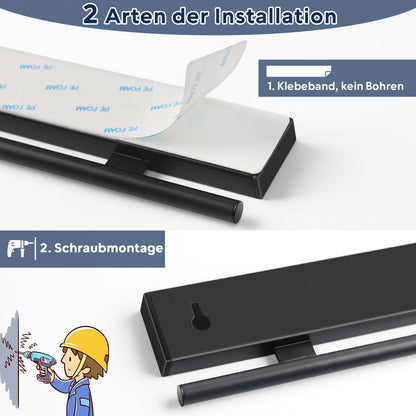 Magnetleiste Messerhalter 43cm mit 10 Haken Schwarz magnetischUtensilien