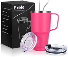 Livole 30oz 900ml Doppelwandiger Thermobecher mit Strohhalm und Griff