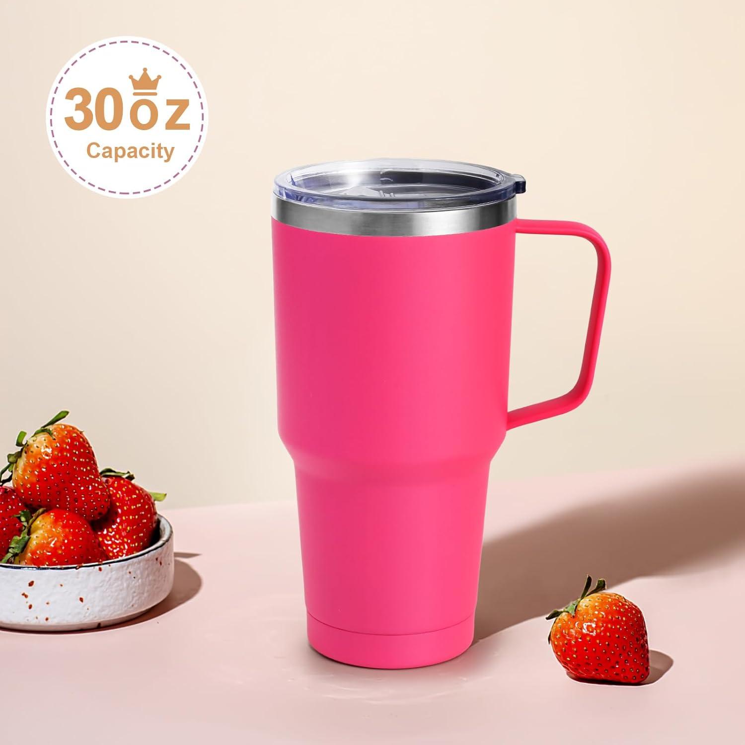 Livole 30oz 900ml Doppelwandiger Thermobecher mit Strohhalm und Griff