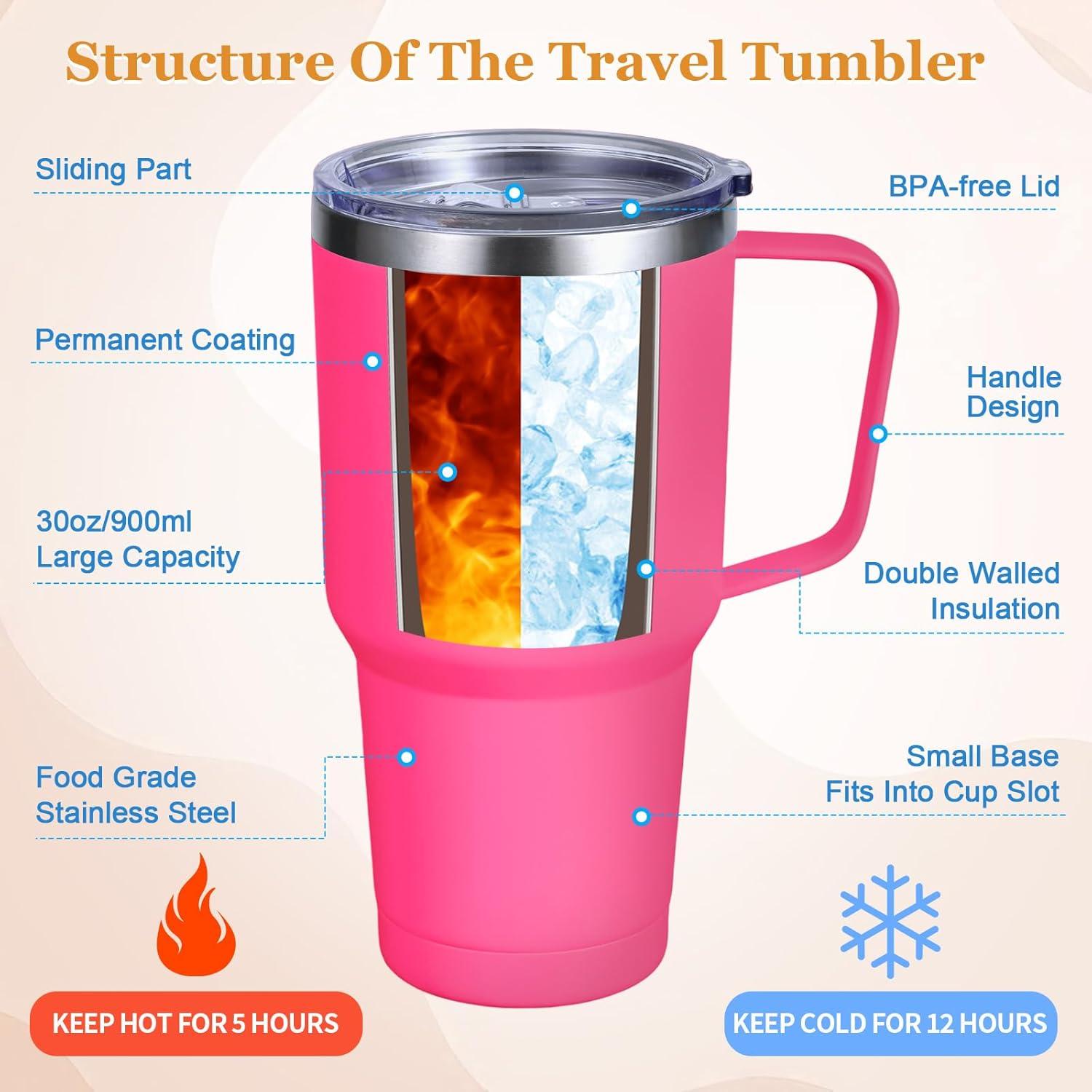 Livole 900ml Doppelwandig Thermobecher Strohhalm Henkel Edelstahl