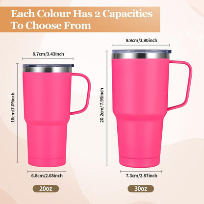 Livole Thermobecher 600ml Rosenrot mit Henkel, Vakuum Kaffeebecher Thermo, Doppelwandig Trinkbecher