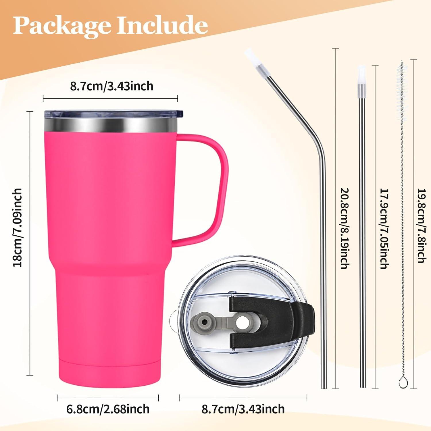 Livole Thermobecher 600ml Vakuum Kaffeebecher Edelstahl Strohhalm Deckel 20oz