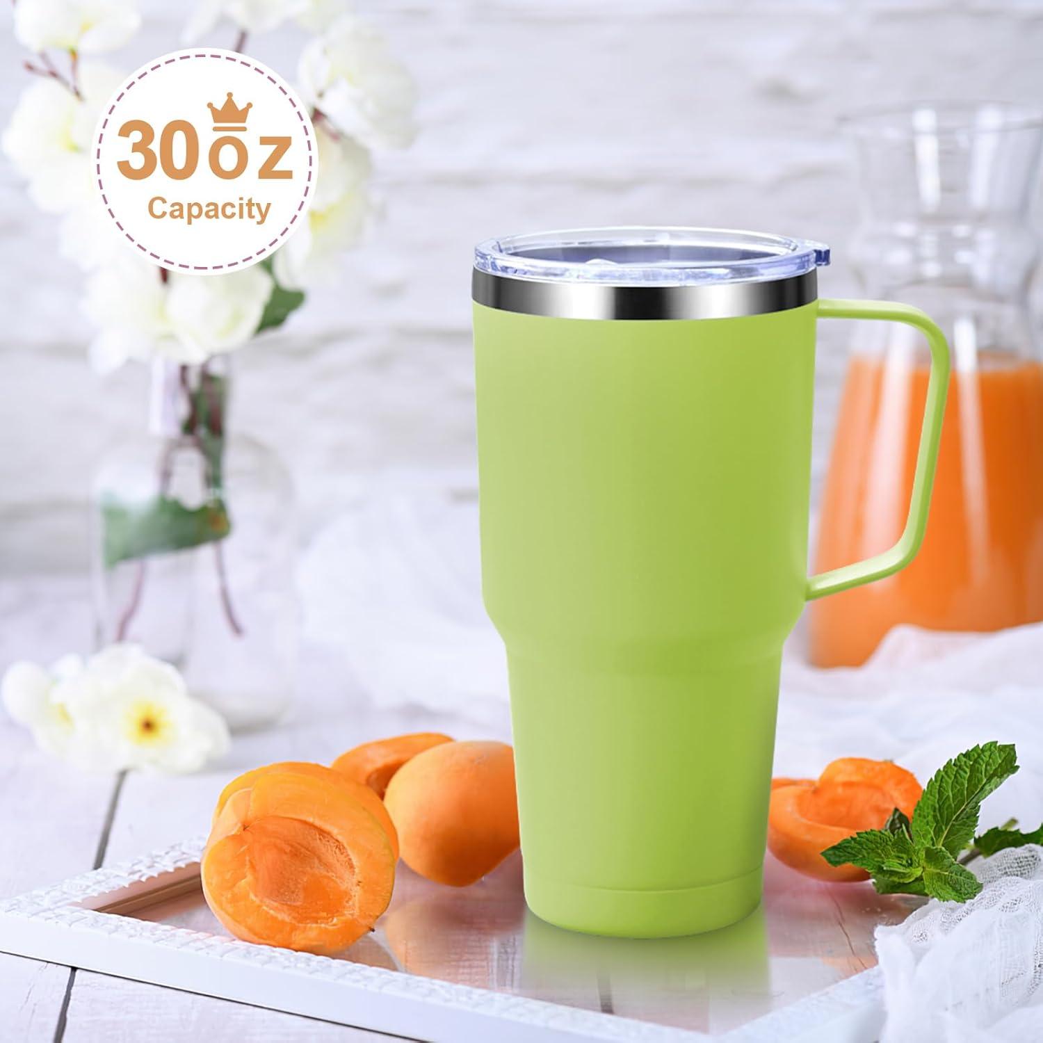 Doppelwandiger 30oz Edelstahl Thermobecher mit Strohhalm und Henkel