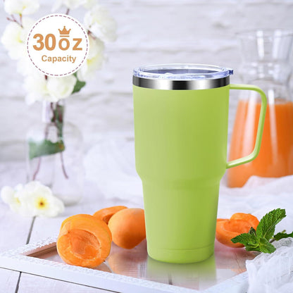 Doppelwandiger 30oz Edelstahl Thermobecher mit Strohhalm und Henkel